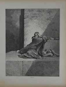 Antigua impresión de arte religioso 1880 Gustave Dore Baruch cristianismo teología - Imagen 1 de 8