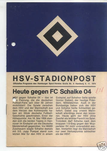 BL 74/75 Hamburger SV - FC Schalke 04, 09.11.1974 - Bild 1 von 1