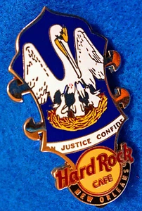 NEW ORLEANS CORE HEADSTOCK SERIE LOUISIANA STATE FLAG PELICAN Hard Rock Cafe PIN - Picture 1 of 1