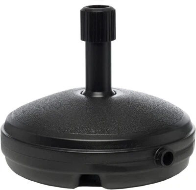 Black Round Parasol Base 7 Liter Capacity Plastic Sand Filled Umbrella Holder - Image 1 of 4