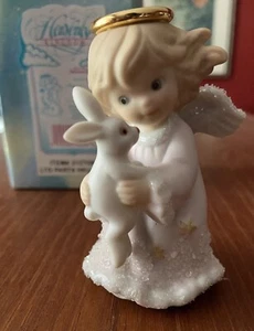 Figura Heavenly Kingdom Shimmer Stone Angel With Bunny 1996, nueva en caja #212709 - Imagen 1 de 6