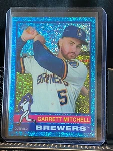 Garrett Mitchell 2025 Topps Heritage Chrome Light Blue Sparkle SP #479 Brewers - Picture 1 of 2