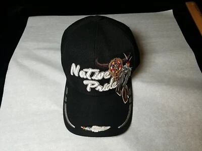 Native Pride Snap Back Trucker Baseball hat Black And White  - Image 1 of 4