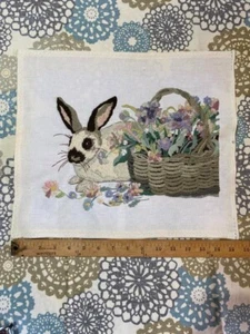 Rabbit and Flowers Long Stitch Canvas - Picture 1 of 5