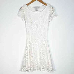 American Rag Cie White Lace Short Sleeve Dress - Picture 1 of 14