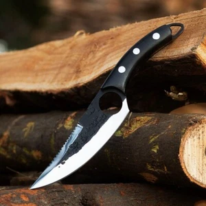 Handmade Hunting Knife 9" Outdoor Camping Skinning Fixed Blade Knife Large Bowie - Picture 1 of 5