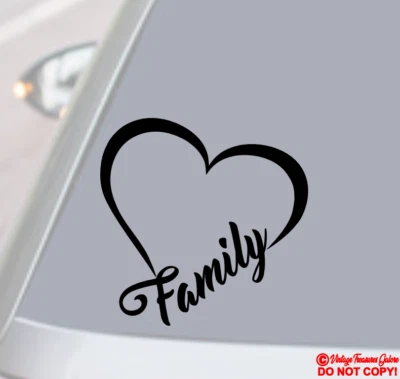 FAMILY HEART Vinyl Decal Sticker Car Truck Rear Back Window Wall Bumper LOVE JDM - Image 1 of 2