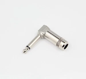 90 Degree Right Angle Metal 6.35mm 1/4 Mono Jack Plug Solder Adapter Terminal UK - Picture 1 of 4