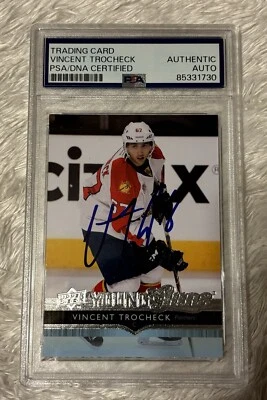 VINCENT TROCHECK SIGNED 2014-15 UD YOUNG GUNS PSA AUTO NEW YORK RANGERS - Image 1 of 2