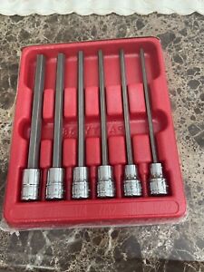 Snap on Tools New 206EFAL 6pc 3/8"dr SAE Extra-Long Hex Bit Socket Driver Set