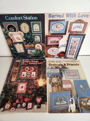 LOT Cross Stitch Frame Pattern Vtg Gertrude Friends Goose Cottagecore Farmhouse - Image 1 of 4