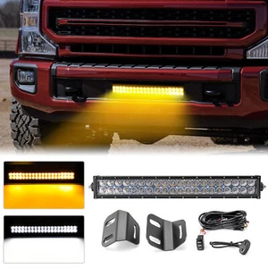 For 20-22 F-250/F-350/F450 22'' Amber/White Strobe Light Bar Bumper Mounting Kit - Bild 1 von 10
