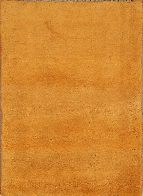 Thick Pile Gold Color Solid Contemporary Area Rug 3'x4' Modern Oriental Carpet - Image 1 of 4