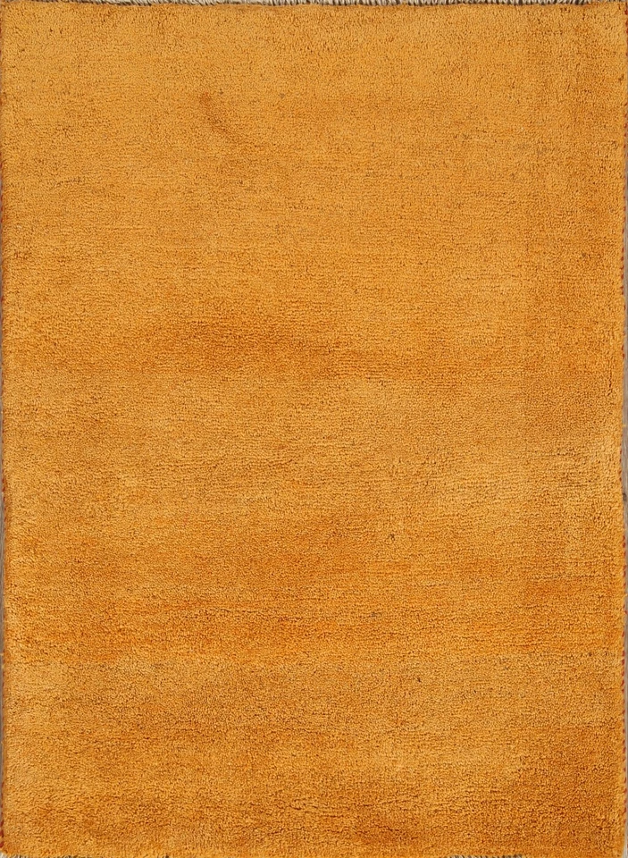 Thick Pile Gold Color Solid Contemporary Area Rug 3'x4' Modern Oriental Carpet - Image 1 of 4