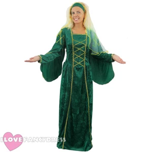 GRÜNES TUDOR KÖNIGIN KOSTÜM MITTELALTERLICHES HISTORISCHES PRINZESSIN FANTASIEKLEID RENAISSANCE - Bild 1 von 1