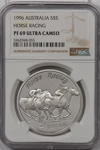 Australia 1996 5 Dollar NGC Proof 69UC Silver Horse Racing NG1449 combine shippi - Picture 1 of 2