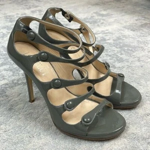 Loriblu Patent Leather Strappy Cage Heels Gray Stiletto Tall Italy Sz 39 - Picture 1 of 14