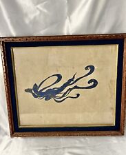 Vintage Framed The Art of Batik Cloth Painting Flying Fairy Marked 19” x 16”