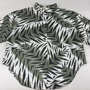 Vintage Button Up Size 22 Shoulder Pad Women’s 2X/3X Safari Tiger Palm 70s 80s - Picture 1 of 16