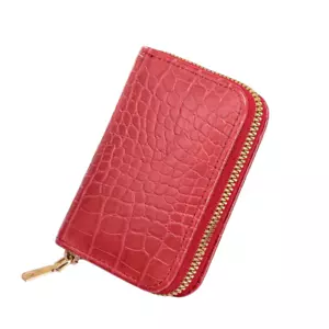 Zip-Around Credit Card Holder Wallet - New - Red - Picture 1 of 2