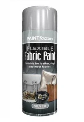 Silver Fabric Aerosol Spray Paint All-Purpose Flexible Wood Metal Spray 200ml - Image 1 of 2