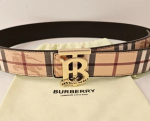 Cinturón Burberry TB Talla EU 100 US 34-36 Beige Dorado Hebilla Ajustable - Imagen 1 de 4
