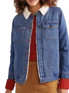 Chaqueta de Jean Madewell para Mujer Sherpa de Gran Tamaño Talla XL Azul Camionero Nueva con Etiquetas - Imagen 1 de 18