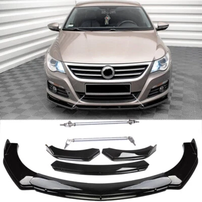 Front Bumper Lip Splitter Spoiler Body Kit Glossy Black For Volkswagen Passat CC - Image 1 of 4
