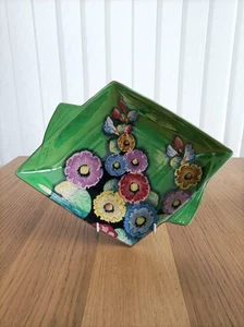 Art Deco Carlton Ware "Hollyhocks" Diamant Schale - Bild 1 von 6