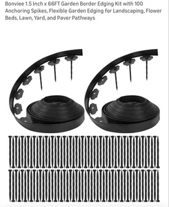 1.5 in X 66FT Garden Border Edging Kit with 100 Anchoring Spikes,flexible Garden - Picture 1 of 11