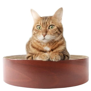 Bowl Shaped Cat Scratcher 16" Round Cardboard Cat Bed and Scratcher in One - Picture 1 of 6