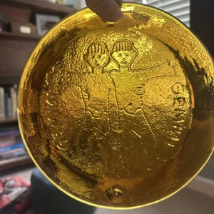 Vintage BLENKO Kunstglas 8,5" GEMINI Sternzeichen SONNENFÄNGER Bernstein - Bild 1 von 4