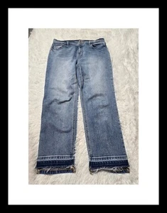 Old Navy Boyfriend Light Wash Cropped Raw Hem Denim Jeans Size 8 32x26 - Picture 1 of 10