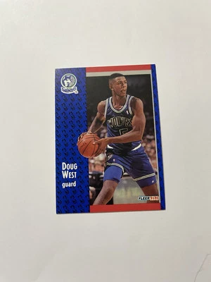 1991-92 Fleer Basketball Card #321 Doug West Minnesota Timberwolves - Image 1 of 2