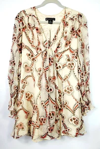 Celia Birtwell For Express abito donna 6 Ditsy floreale seta babydoll manica a sbuffo - Foto 1 di 10