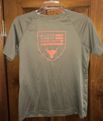 Under Armour Project Rock Shirt Youth Large Blood Sweat Respect Tee Workout Gym - Image 1 of 3