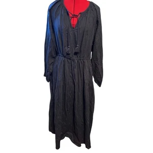 NWT Old Navy Waist Defined Long Sleeve Midi Dress Floral Embroidered Gray XL - Picture 1 of 4