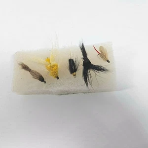 Esche da pesca a mosca vintage mosche fatte a mano set di 5 insetti capelli pesca acqua dolce - Foto 1 di 8