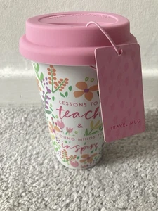 Teacher Ceramic Pink Floral Ceramic Travel Mug - Young Minds to Inspire - Picture 1 of 8