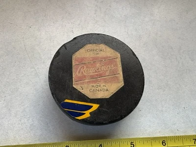 Vtg. 70's Rawlings NHL Official Ice Hockey Puck St. Louis Blues  Made in Canada - Image 1 of 4