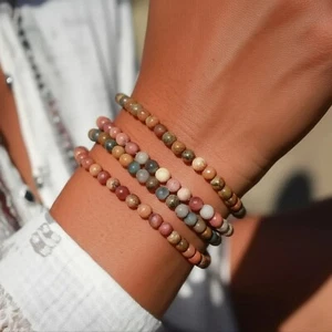 Natural 4mm Picasso Jasper Stone Bracelet Healing Women Men Stretch Bracelet 1pc - Picture 1 of 4