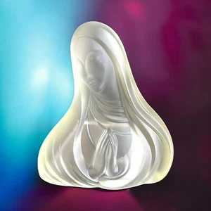 Madonna Bust Satin Glass Frosted Virgin Mary Czech Bohemian Artisan Style 7” - Picture 1 of 12