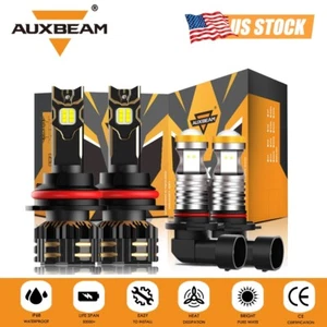 For 2002-2007 Jeep Liberty AUXBEAM LED Headlight Hi-Lo Beam + Fog Lights CANBUS - Picture 1 of 12