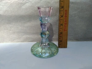 PartyLite Kerzenhalter Karneval irisierend Regenbogen Glas Kegel - Bild 1 von 4