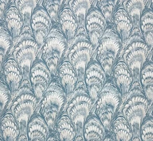 BALLARD DESIGNS FRIPP BLUE IVORY FEATHERY FLORAL MULTIUSE FABRIC BY YARD 54"W - Picture 1 of 7