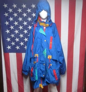 VENEZIA nautical jacket 1990s nylon XL hooded windbreaker Colorful Shapes - Picture 1 of 6