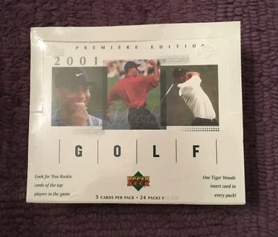 Коробка для гольфа 2001 Upper Deck Premiere Edition в заводской упаковке TIGER WOODS ДЕБЮТАНТ Много - Изображение 1 из 4