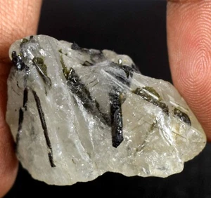 Natural Black Rutile Quartz 72.55 Ct Raw Gemstone Healing Rough New Year Deal - Picture 1 of 9