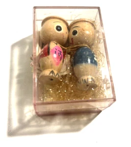 Souvenir of Japan Northwest Orient Airlines Kokeshi Dolls Miniature Wood MINTY - Picture 1 of 10