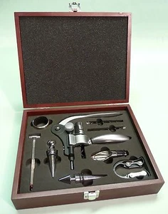 Set vino 10 pezzi SOMMELIER LUSSO + scatola in legno di ottima qualità 16258 - Foto 1 di 12